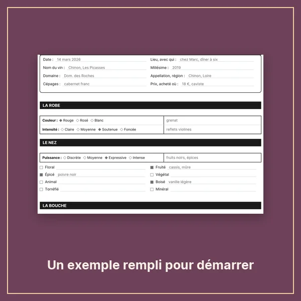 Un exemple rempli pour démarrer